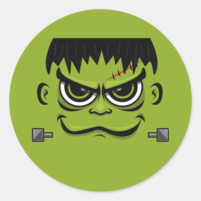Frankenstein Halloween Face Runder Aufkleber (Vorderseite)