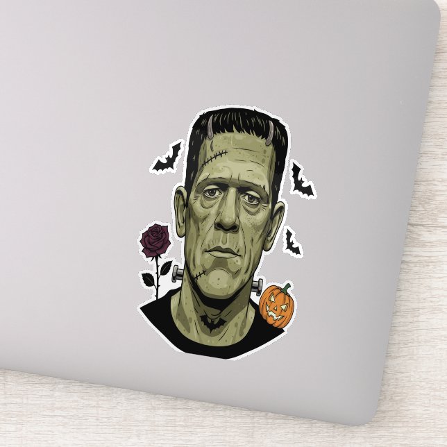 Frankenstein Halloween Illustration Creepy Aufkleber (Detail)