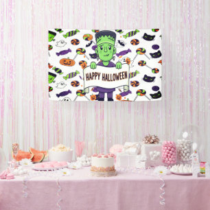 Frankenstein Halloween Illustration Niedlich Banner