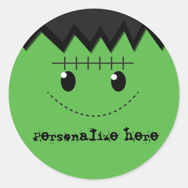 Frankenstein Halloween Personalisiert Party Sticke Runder Aufkleber (Vorderseite)