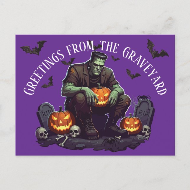 Frankenstein Halloween Postcard Postkarte (Vorderseite)