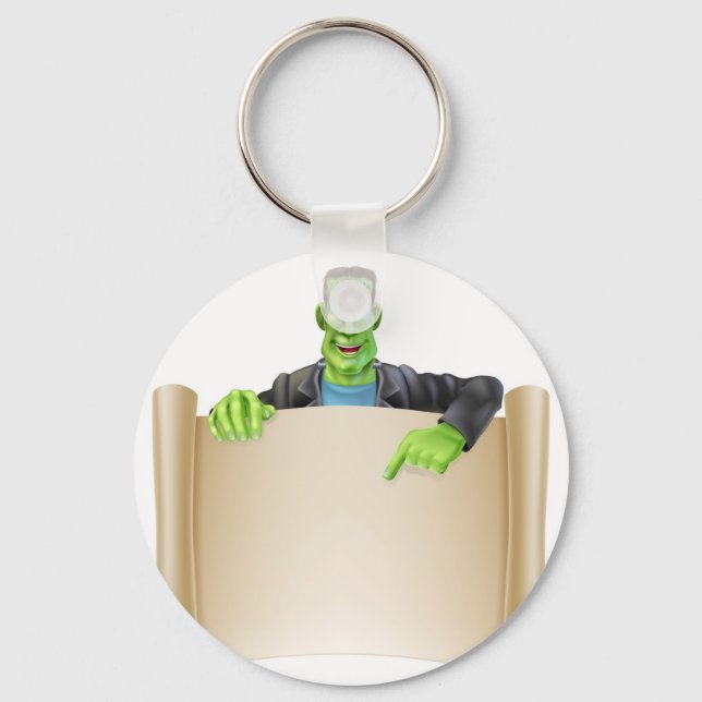 Frankenstein Halloween Sign Scroll Schlüsselanhänger (Vorderseite)