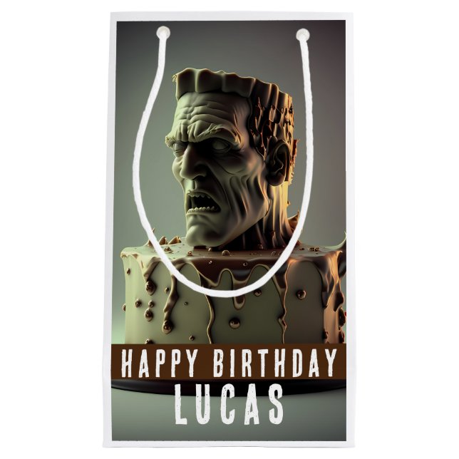 Frankenstein Head Birthday Chocolate Cake Kleine Geschenktüte (Vorderseite)