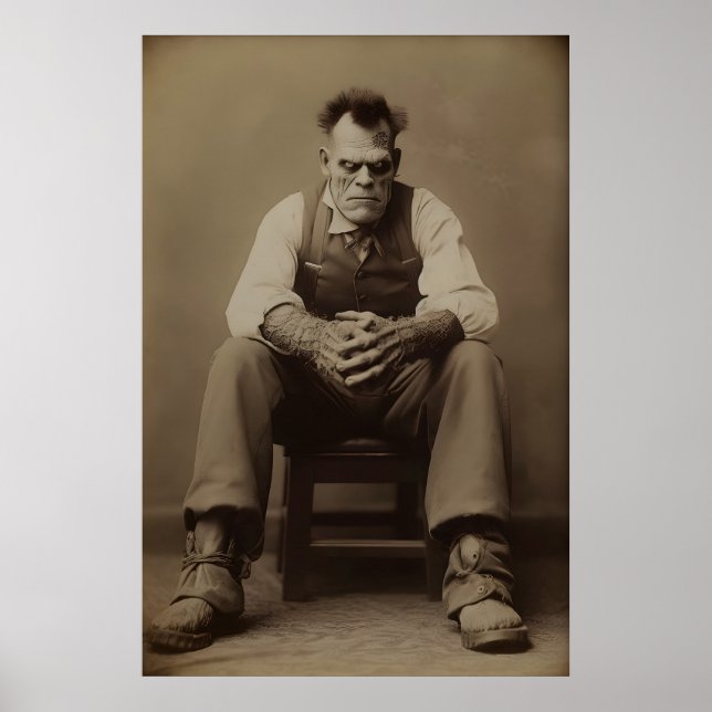 Frankenstein im Studio Vintage Gothic Art Poster (Vorne)