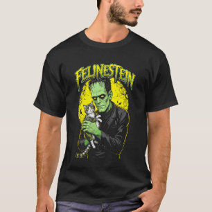 Frankenstein Katzenliebhaber Felinestein Lustiges  T-Shirt