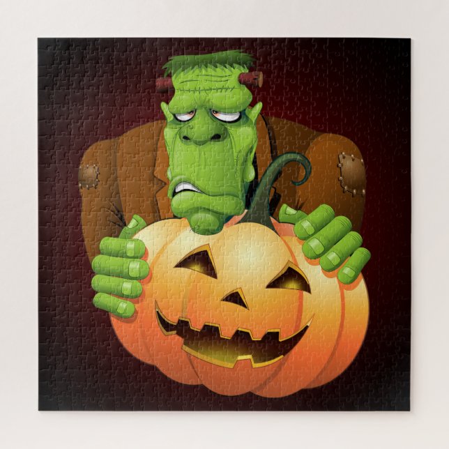 Frankenstein Monster Cartoon mit Pumpkin (Vertikal)