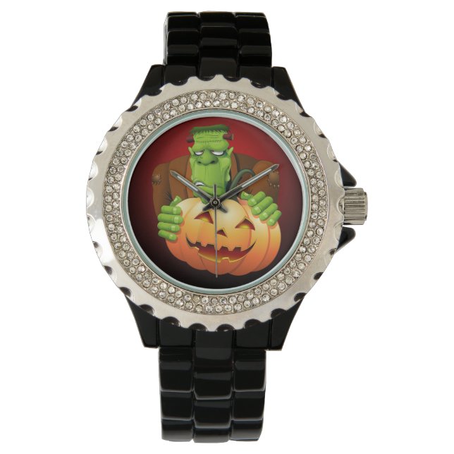 Frankenstein Monster Cartoon mit Pumpkin Armbanduhr (Vorderseite)