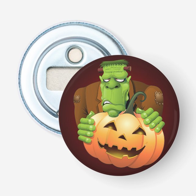 Frankenstein Monster Cartoon mit Pumpkin Flaschenöffner (Vorderseite)