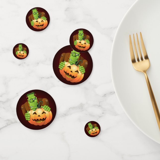 Frankenstein Monster Cartoon mit Pumpkin Konfetti (Gruppe)