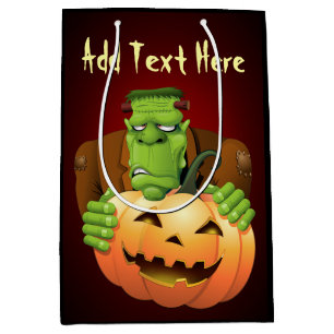 Frankenstein Monster Cartoon mit Pumpkin Mittlere Geschenktüte