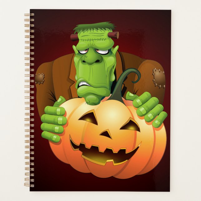 Frankenstein Monster Cartoon mit Pumpkin Planer (Vorderseite)