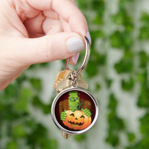 Frankenstein Monster Cartoon mit Pumpkin Schlüsselanhänger