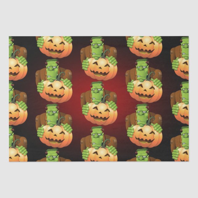Frankenstein Monster Cartoon mit Pumpkin Seidenpapier (Vorderseite)