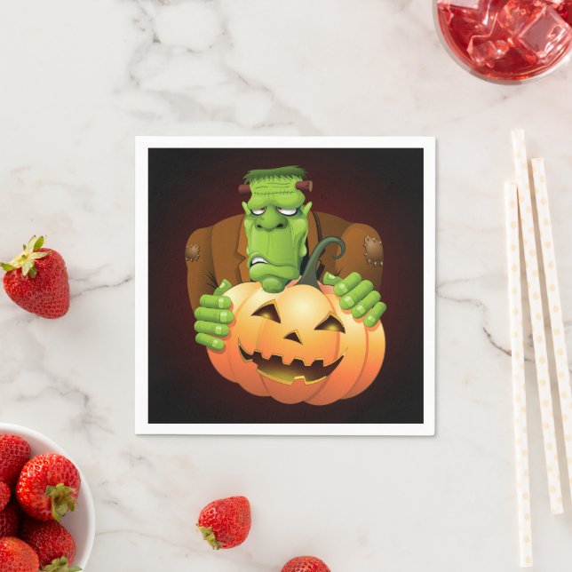 Frankenstein Monster Cartoon mit Pumpkin Serviette (Beispiel)