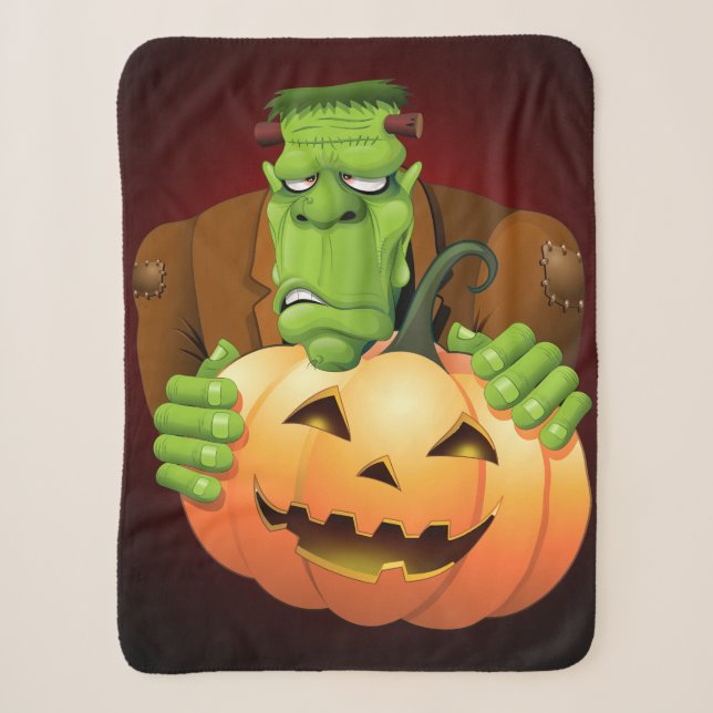 Frankenstein Monster Cartoon with Pumpkin Sherpadecke (Vorderseite)
