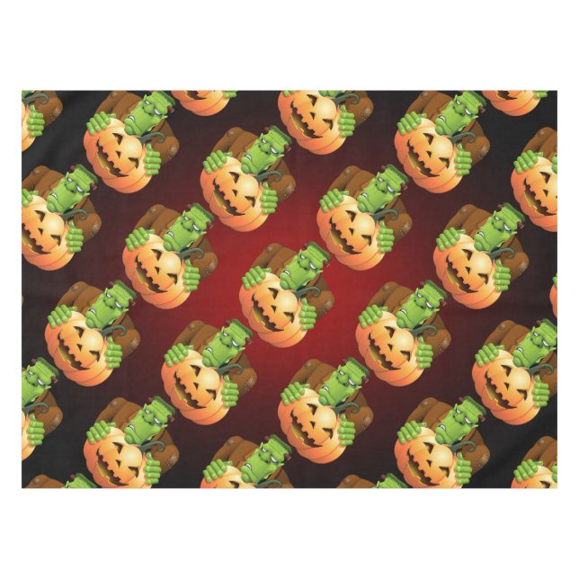 Frankenstein Monster Cartoon with Pumpkin Tischdecke (Vorderseite (Horizontal))