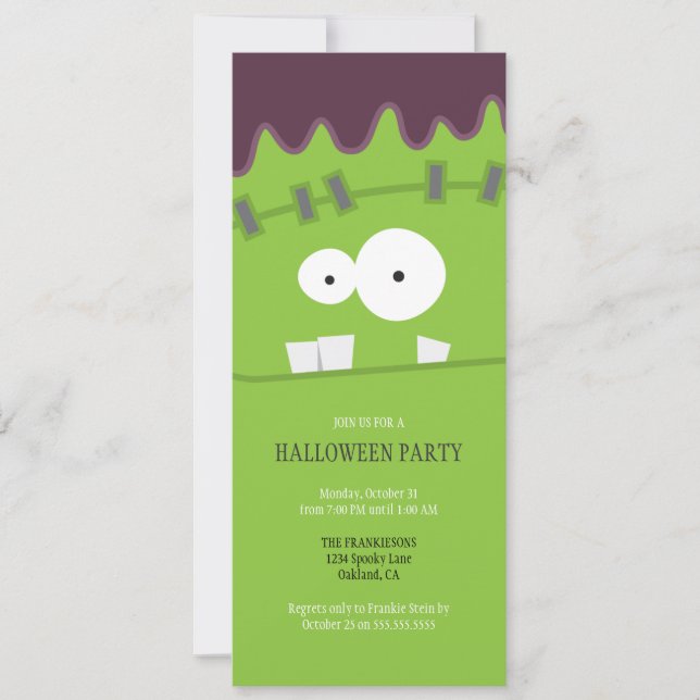 Frankenstein Monster-Gesichts-Halloween-Party Einladung (Vorderseite)