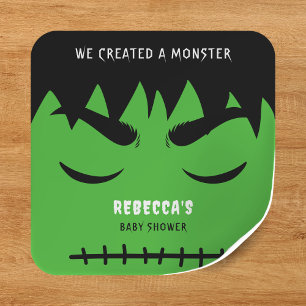 Frankenstein Monster Halloween Baby Dusche Quadratischer Aufkleber