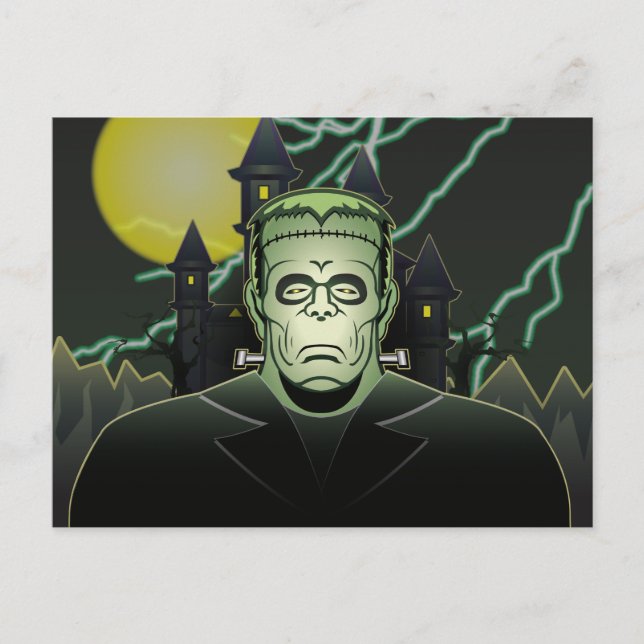 Frankenstein Monster Halloween Castle Lightning Postkarte (Vorderseite)