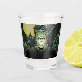 Frankenstein Monster Halloween Castle Lightning Schnapsglas
