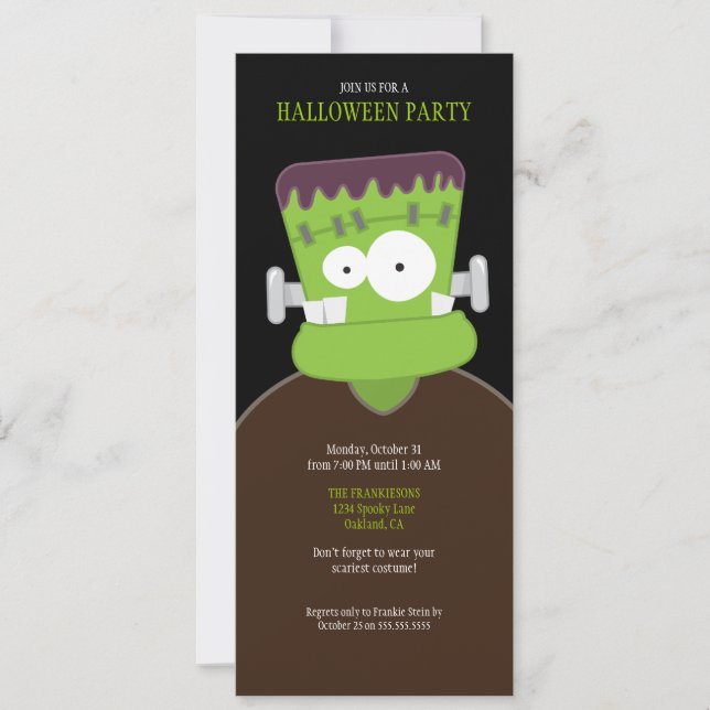 Frankenstein Monster Halloween-Party Einladungen (Vorderseite)