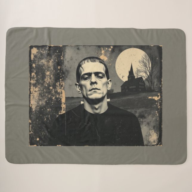 Frankenstein Monster Halloween Sherpadecke (Vorderseite (Horizontal))