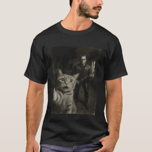 Frankenstein-Monster Selfie Orange Katze Rockmusik T-Shirt