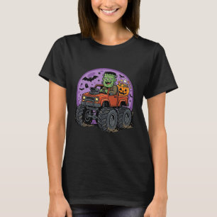 Frankenstein Monster Truck Halloween Grafikdesign T-Shirt