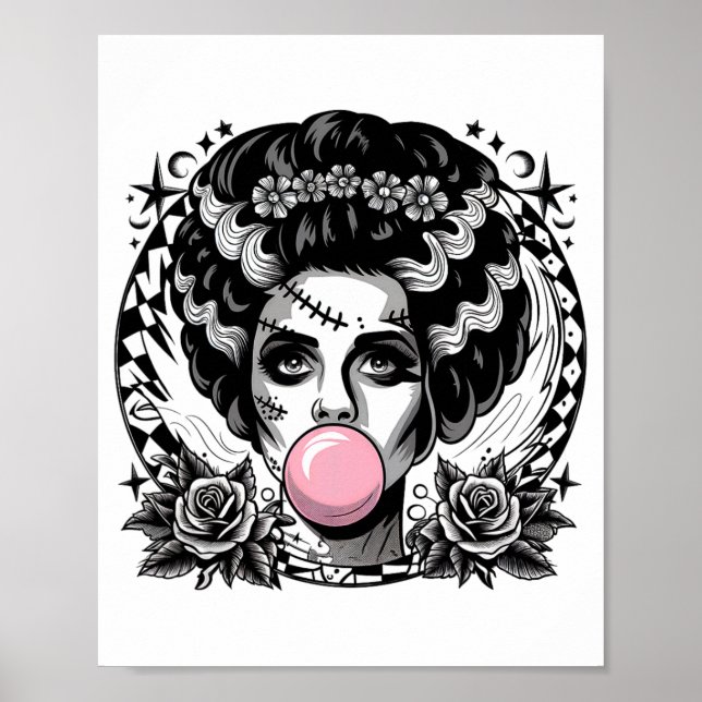 Frankenstein Monster und Bride Bubble Gum Funny Ha Poster (Vorne)