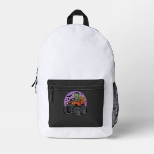Frankenstein-Monstertruck-Halloween-Grafikdesign Bedruckter Rucksack