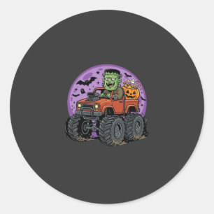 Frankenstein-Monstertruck-Halloween-Grafikdesign Runder Aufkleber