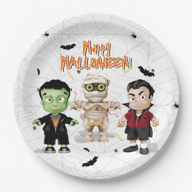 Frankenstein Mummy Dracula Halloween Monster Party Pappteller (Vorderseite)