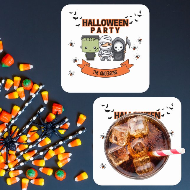 Frankenstein Mummy Grim Sensenmann Niedlich Hallow Rechteckiger Pappuntersetzer (Von Creator hochgeladen)