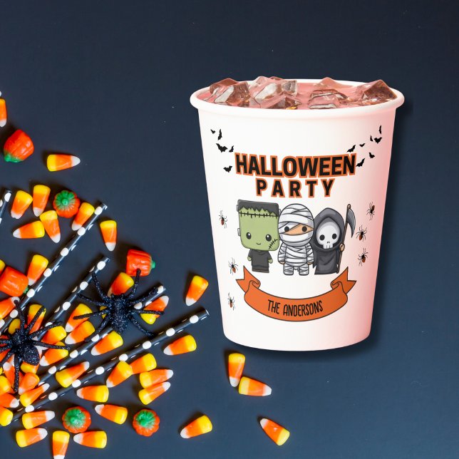 Frankenstein Mummy Grim Sensenmann Spooky Hallowee Pappbecher (Von Creator hochgeladen)