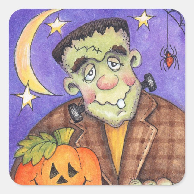 Frankenstein Quadratischer Aufkleber (Vorderseite)