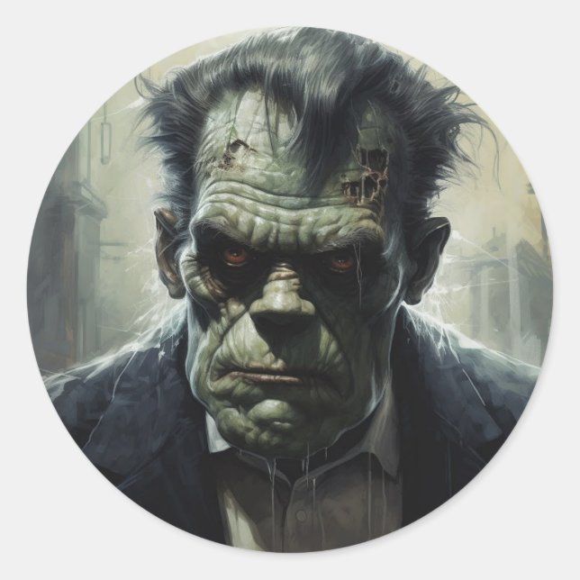 Frankenstein Runder Aufkleber (Vorderseite)