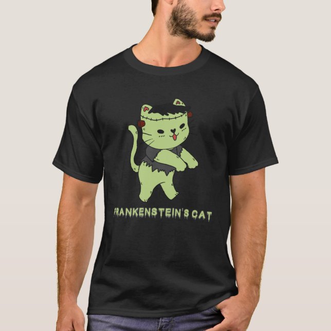 Frankenstein s Cat  Halloween Monster Zombie Kitte T-Shirt (Vorderseite)