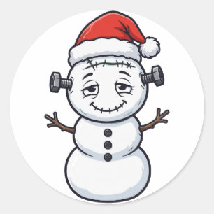 Frankenstein-Schneemann Runder Aufkleber