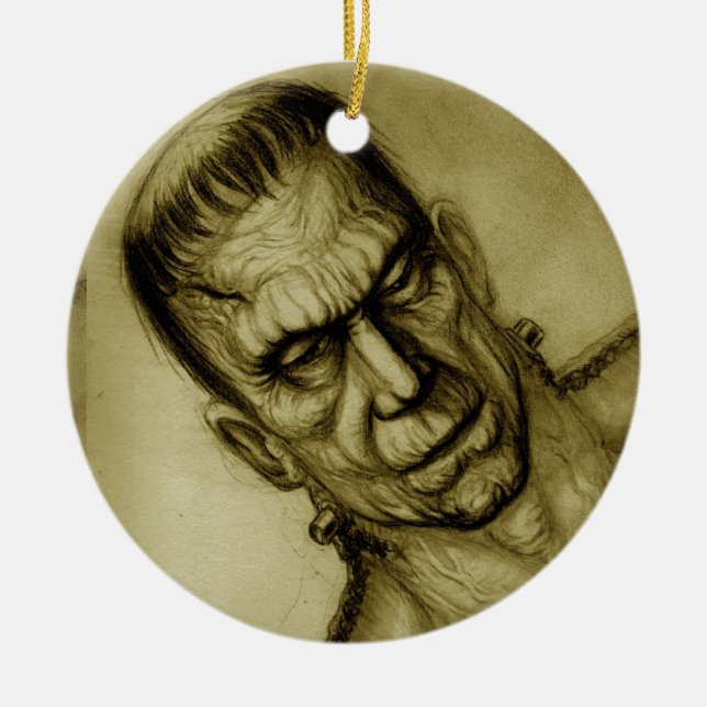 FRANKENSTEIN SEPIA-VERZIERUNG KERAMIK ORNAMENT (Vorne)