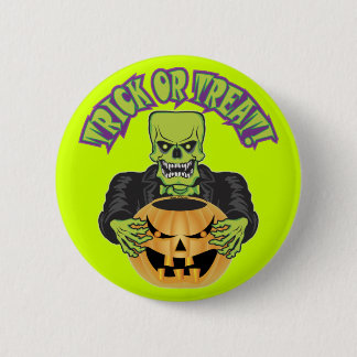 Frankenstein Skull Button