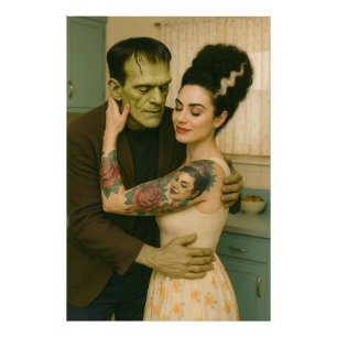 Frankenstein und Bride MCM Art Fotodruck