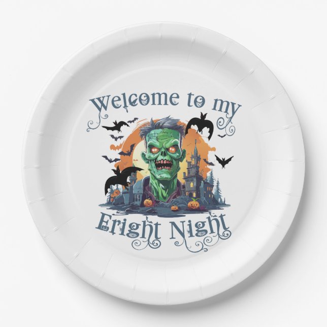 Frankenstein Willkommen in meiner Fright Night Pappteller (Vorderseite)