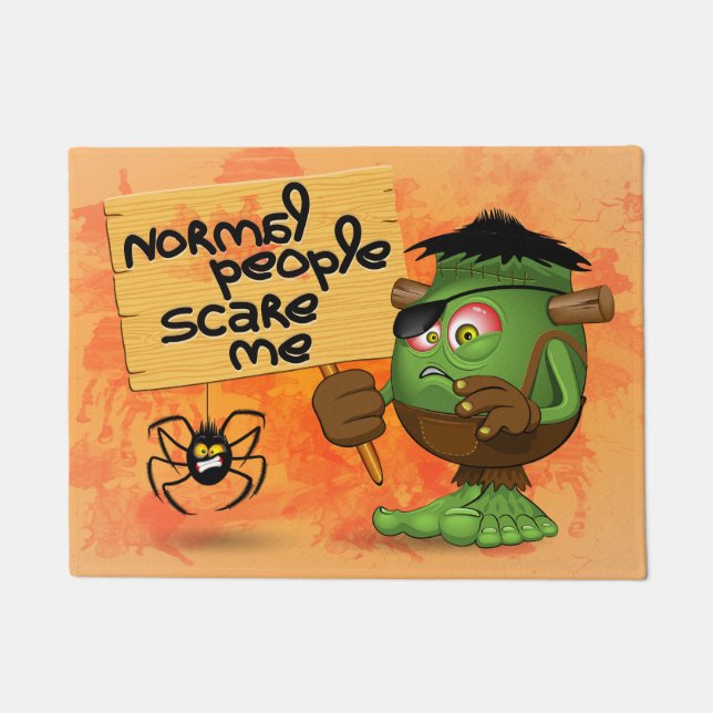 Frankenstein-Zeichen "Normal People Scare Me" Fußmatte (Vorderseite)