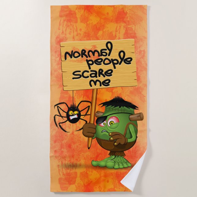 Frankenstein-Zeichen "Normal People Scare Me" Strandtuch (Vorderseite)