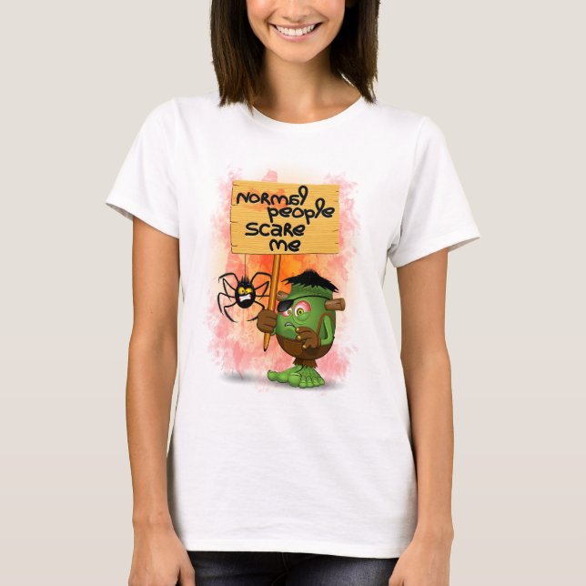 Frankenstein-Zeichen "Normal People Scare Me" T-Shirt (Vorderseite)