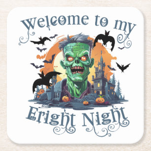 Frankenstein zum Halloween Willkommen in meiner Sc Rechteckiger Pappuntersetzer