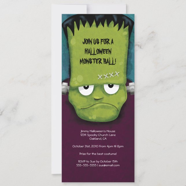 Frankensteinmonster Ball| Halloween-Party Invita Einladung (Vorderseite)