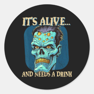 Frankensteins Monster Es ist lebendig und braucht Runder Aufkleber