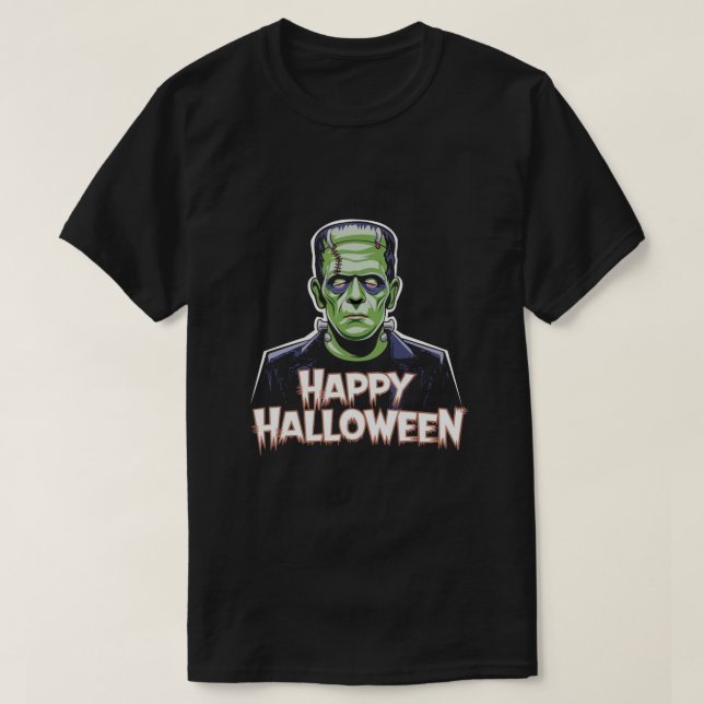 Frankensteins Monster: Glückliches Halloween T-Shirt (Design vorne)
