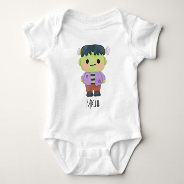 Frankensteins Monster Monogram Name Baby Strampler (Vorderseite)